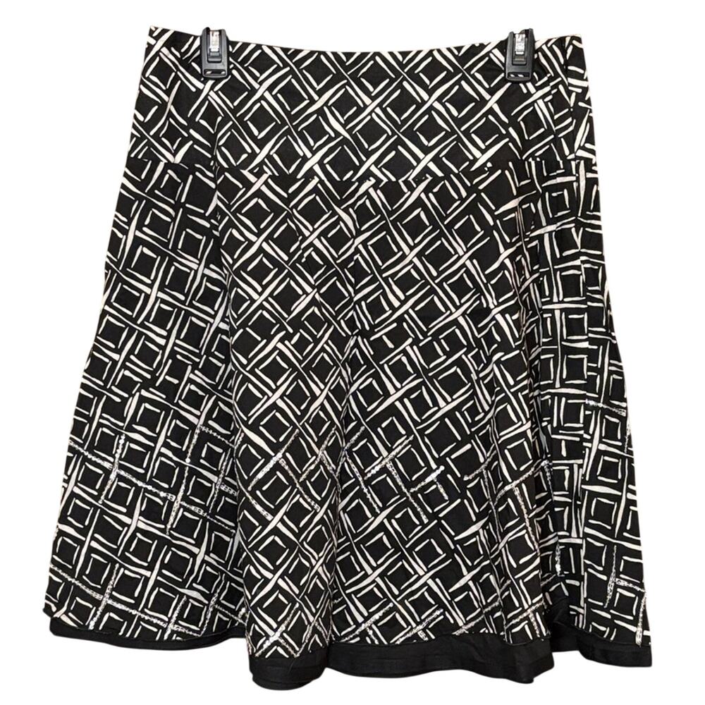 The Limited Womens A-Line Skirt Size 6 Black White Geometric Print Sequin Accent